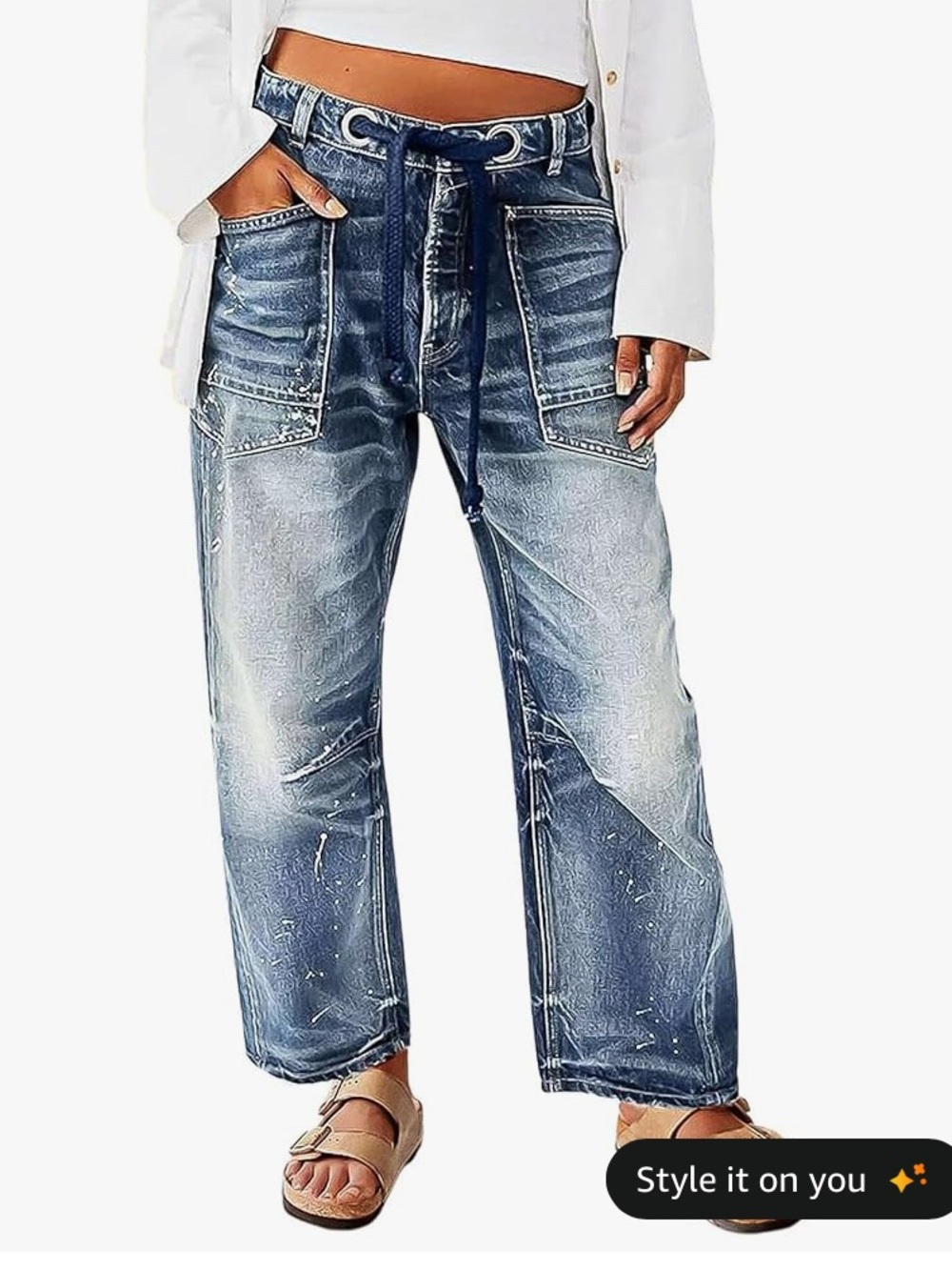 ( Last one!) Wide Leg Mid Waist Baggy Barrel Jeans- NWT